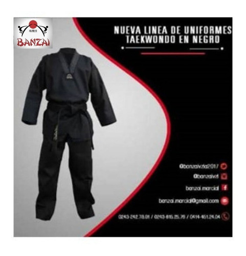 Uniforme Taekwondo En Negro Marca Banzai Talla 0