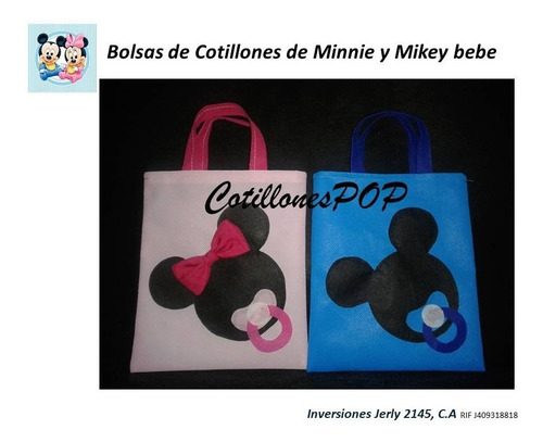Cotillon Minnie Y Mikey Bebe-tela Pop Ecológica Por 3