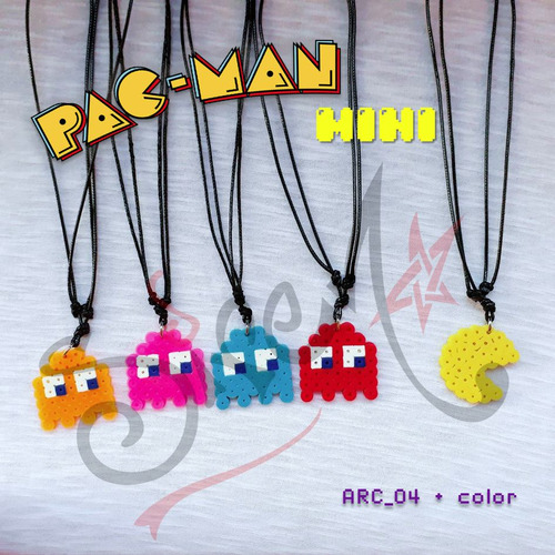 5 Collares Pacman Y Fantasmas (ghosts). Perler Beads. Gamer