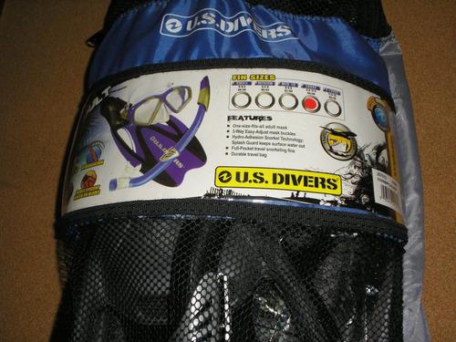 Conjunto De Snorkel Us Divers. Careta, Snorkel Y Chapaletas