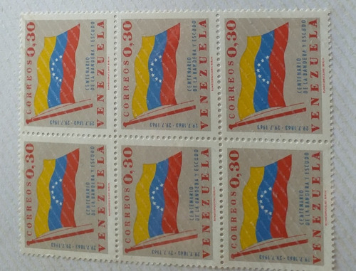 Lote De 6 Estampillas Bandera De Venezuela