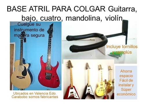 Base Atril De Pared Para Colgar Guitarra, Bajo, Cuatro