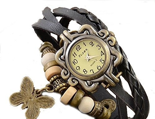 Reloj De Pulsera Vintage Viser De Cuero Hoja, Mariposa Etc