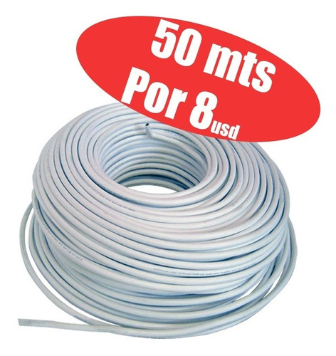 Rollo De 50 Mts Cable Utp Cat5e Cctv Redes Internet