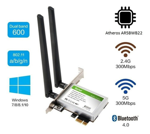 Tarjeta Wifi Pciexpres Fenvi Ac600 Mbps 2.4&5g + Bluetooth 4