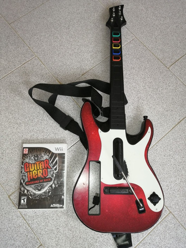 Wii Rojo Version Aniverario Con Guitarra Incluida Y Equipo
