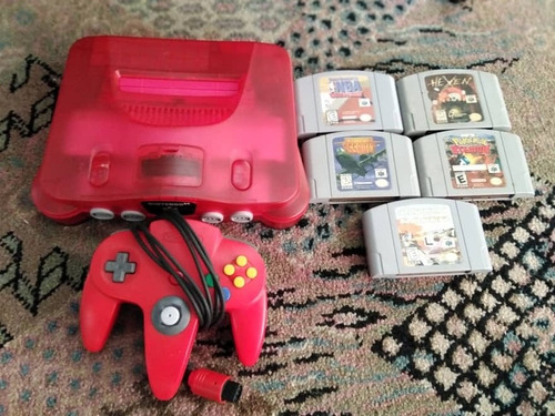 40v Nintendo 64 Rojo Con Todo