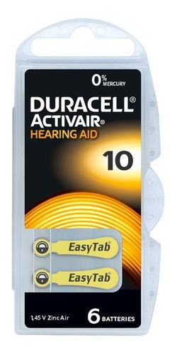Baterias Pilas Auditivas Duracell #10,pack De 6,exp 