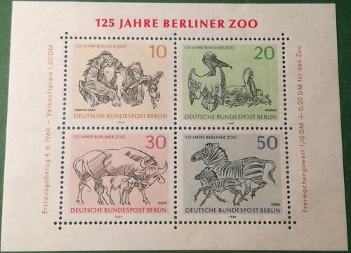 Estampillas De Berlín, Alemania. Serie 125 Aniv. Zoo