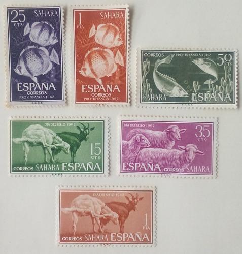 Estampillas De España. Sáhara Español. 2 Series,1962