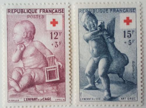 Estampillas De Francia. Serie: Cruz Roja. 1952.