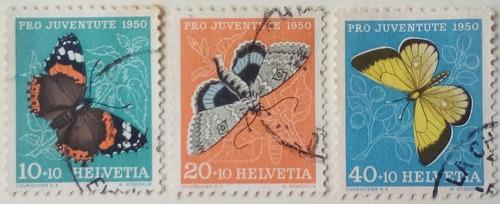 Estampillas De Suiza. Serie: Pro-juventud. Insectos. 1950