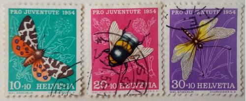 Estampillas De Suiza. Serie: Pro-juventud. Insectos. 1954,
