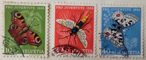 Estampillas De Suiza. Serie: Pro-juventud. Insectos. 1955.
