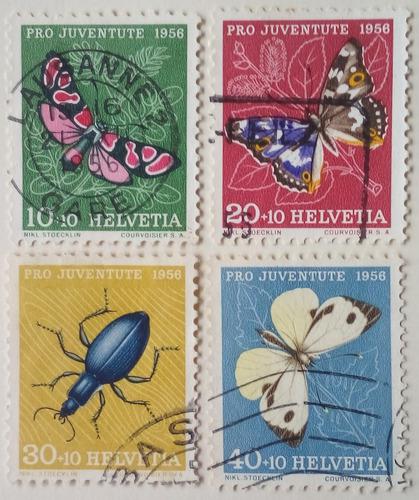 Estampillas De Suiza. Serie: Pro-juventud. Insectos. 1956.
