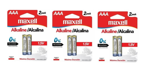 Pila Bateria Alcalina Aaa Paquete De 6 Maxell