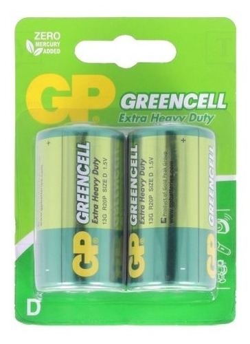 Pilas Baterías Tipo D Greencell Gp En Blister