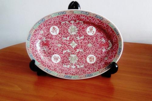 Plato Decorativo De Cerámica China Con Base Incluída