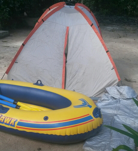 Combo: Carpa, Bote Seahawk Con 2 Remos Y Saco Para Dormir