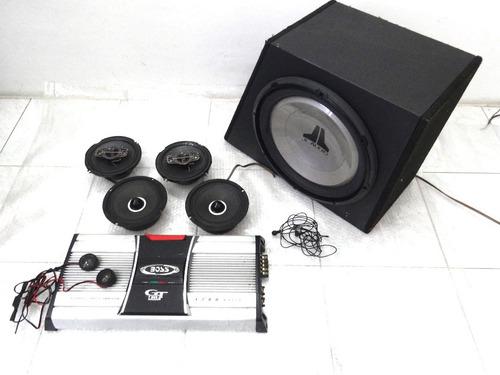 Combo Sonido Carro Planta Medios Twitter Corneta Cajon Bajo