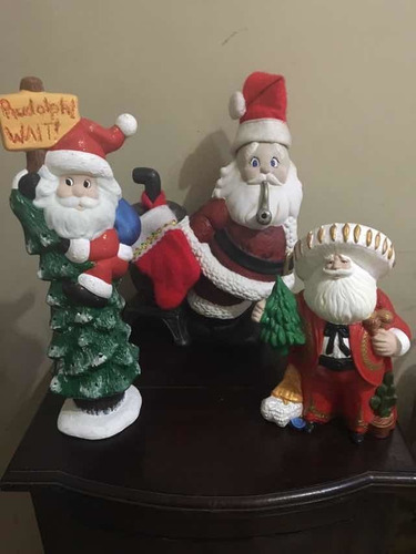 Muñecos Santa Claus De Cerámica. Usados