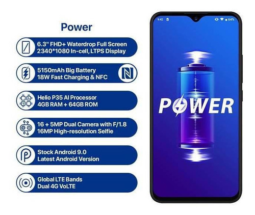 Umidigi Power Telefono Celular Android 4ram 64interna /v120