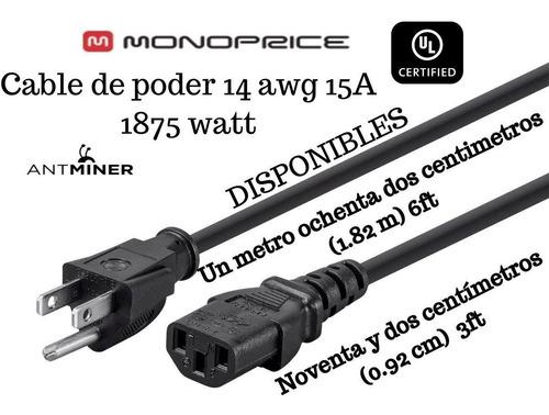 Cable D Poder Monoprice 14awg 15amp 110/220.92cm