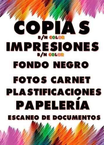 Impresiones Fotocopias Laser Color Y B/n Carta Doblecarta