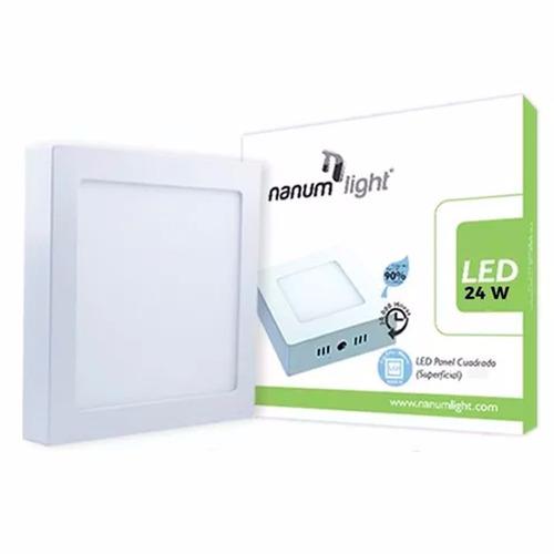 Lámpara Led Panel Cuadrado Superficial 24w 6500k Nanum