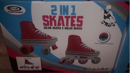 Patines En Linea Y Cuatro Ruedas Son 2 En 1 Skate