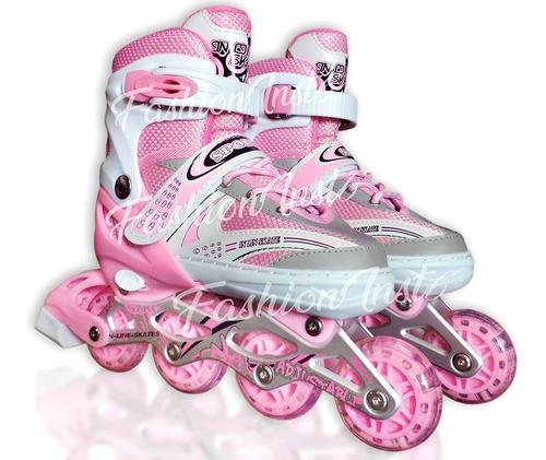 Patines Lineales Con Luces Rosados