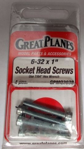 Pack De4 Tornillos Cabeza Hueca 6-32 X  Great Planes.