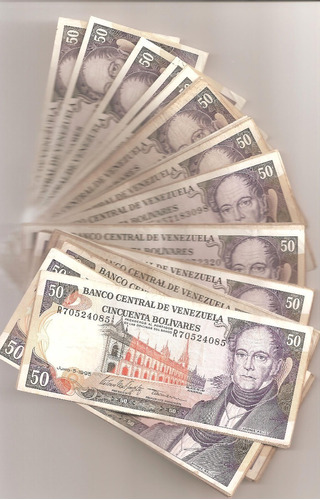 Billetesde Bolivares 50 Del Cono Monetario Antiguo Años95