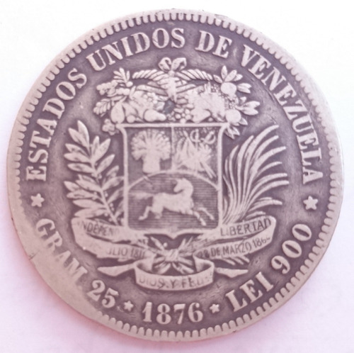 Fuerte O 5 Bolivares De Plata Del Año 