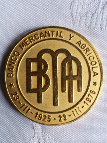 Medalla Conmemorativa Original 50 Años Banco Mercantil