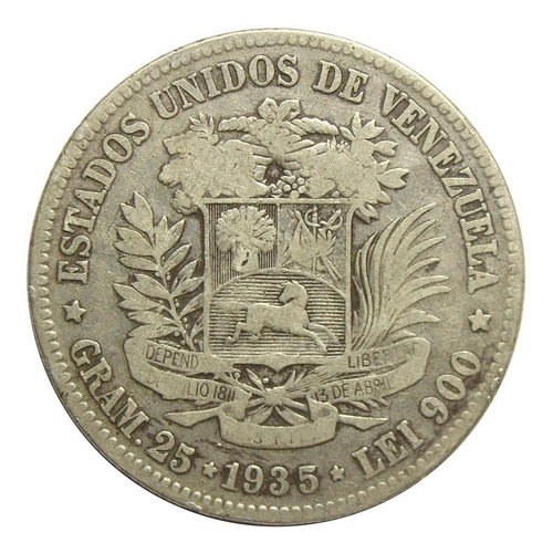 Moneda 5 Bolívares Fuerte De Plata 