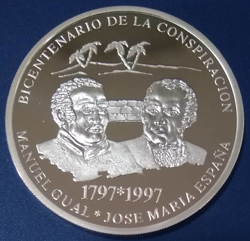 Moneda 500 Bs De  Conspiración Gual Y España Plata