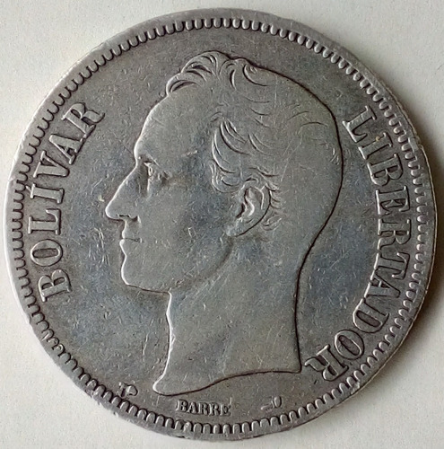 Moneda De Plata. Fuerte. 5 Bolívares De .
