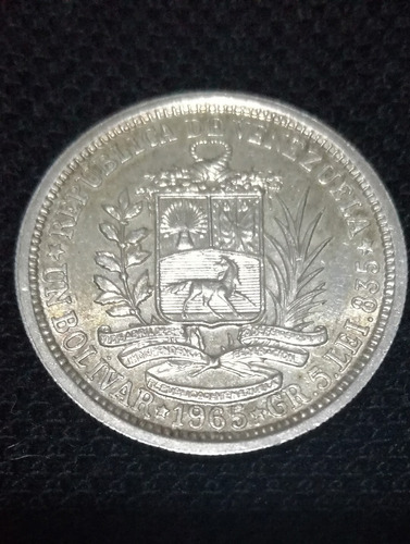 Moneda De Plata Un Bolívar (1) Año . Alto Grado.