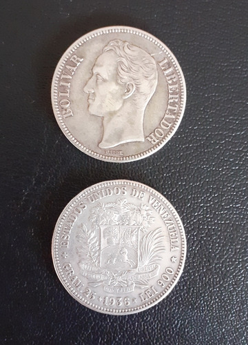 Moneda Plata 5 Bs/25 Gramos Leí 900 Año 