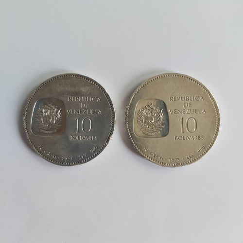 Moneda Plata Doblón 10 Bs Simón Bolívar 