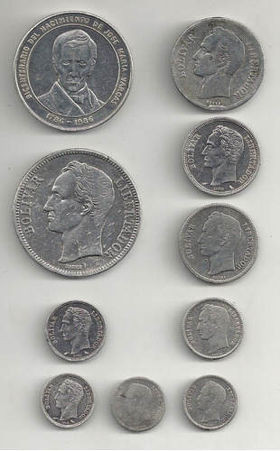 Monedas De Plata Desde.25 Centimos Hasta 100 Bolivares
