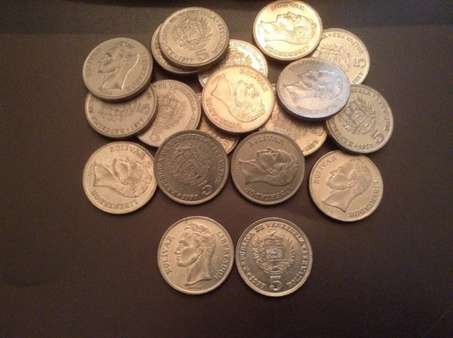 Set De 20 Monedas De 5 Bolivares De Niquel Del Año 