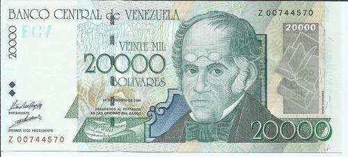 Billete 20.000 Bolívares. Agosto 24 1998 Serial Z-8