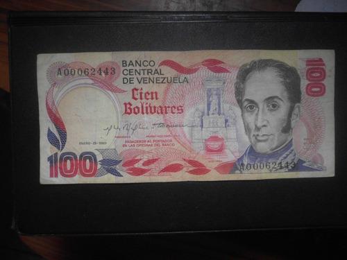 Billetes De 100 Bolívares De Venezuela 1980 Conmemorativo