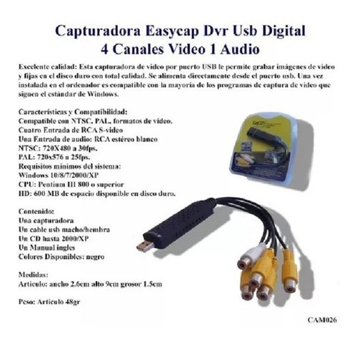 Drivers Capturadora Easycap Dvr Usb Digital 4 Canales Video