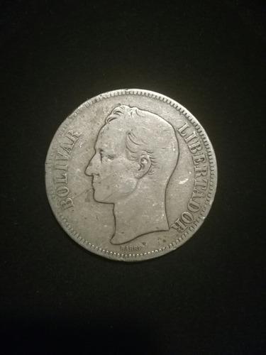 Moneda Antigua 25 Gram Plata Lei 900, Fuerte 5 Bs 1903