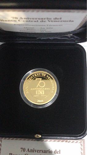 Moneda De Oro Conmemorativa 70 Aniversario Bcv 31.10 Gramos