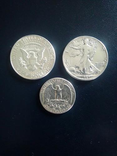 Monedas De Plata Lei 900 Americanas Años 1943; 1964