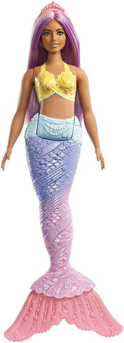 Muñeca Barbie Sirena 30 Cm Cabello Morado